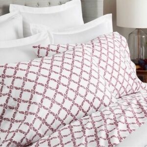 Boll & Branch California King Cranberry Trellis Sheet Set, EUC